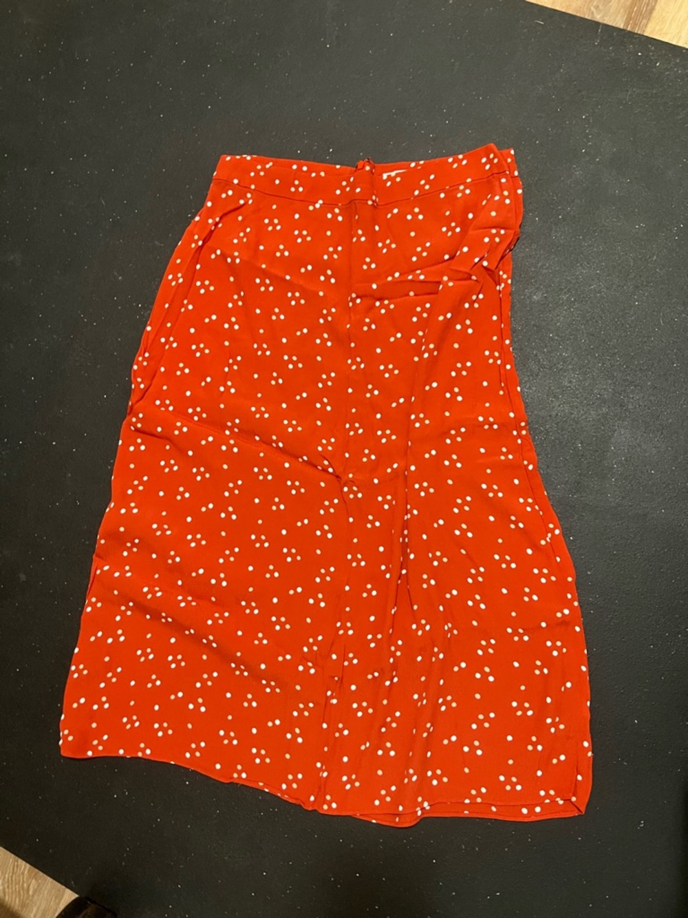 Madewell Red Midi Skirt with White Dot Print